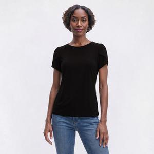 Petite AK Anne Klein Short Tulip Sleeve Solid Blouse