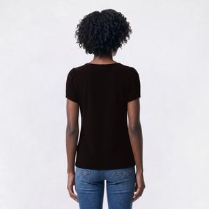 Petite AK Anne Klein Short Tulip Sleeve Solid Blouse alternate view
