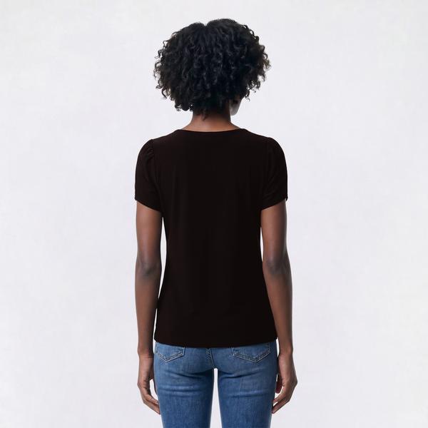 Womens AK Anne Klein Short Tulip Sleeve Solid Blouse alternate view