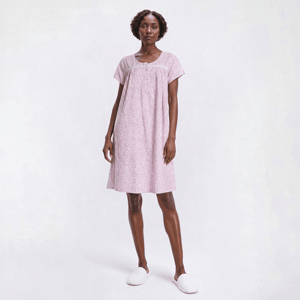 Womens Laura Ashley(R) Cotton Ditsy Lace Henley Nightgown