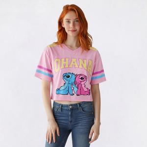 Juniors Freeze Stitch & Angel Mesh Cropped Football Tee
