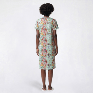 Womens White Orchid Gardens Floral Henley Nightshirt alternate view