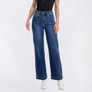 Womens Bleu Denim Wide Leg Denim Jeans