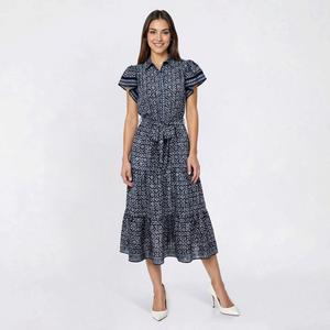 black tie dress for short woman SEYUTWET Dress for Women,Women's Bow Tie Neck Summer Casual Midi Dress Puff  Short Sleeve Loose Solid Shift Dress Black at Amazon Women's Clothing store main image 0