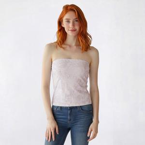 Juniors No Comment Print To Solid Reverse Tube Top