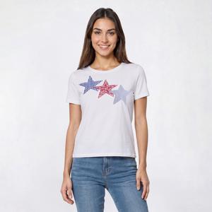 Womens Hasting & Smith Short Sleeve Applique Stars Tee