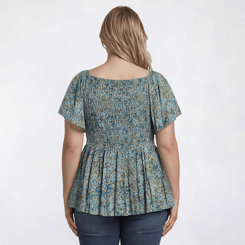 Juniors Plus Angie Floral Smock V Front Peasant Top alternate view