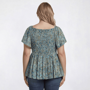 Juniors Plus Angie Floral Smock V Front Peasant Top alternate view