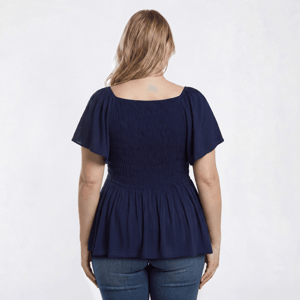 Juniors Plus Angie Solid Smock V Front Peasant Top alternate view