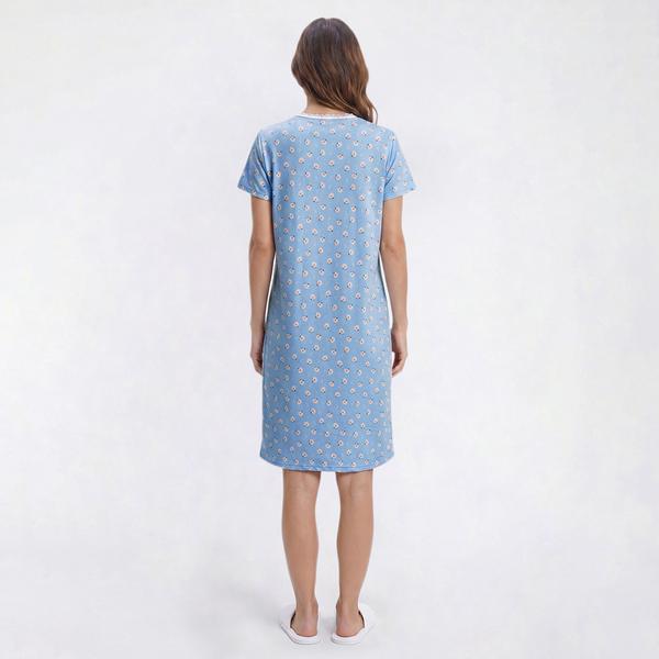 Womens Elizabeth & Nicole Blush Rosette Lace Henley Nightgown alternate view