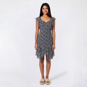 black mini dress with white collar Black Crochet Trim Collar Mini Dress main image 0