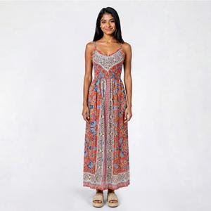 Juniors Angie Wide Strap Patchwork Maxi Dress
