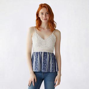 Juniors Derek Heart Lace Bodice Camisole with Molded Cups