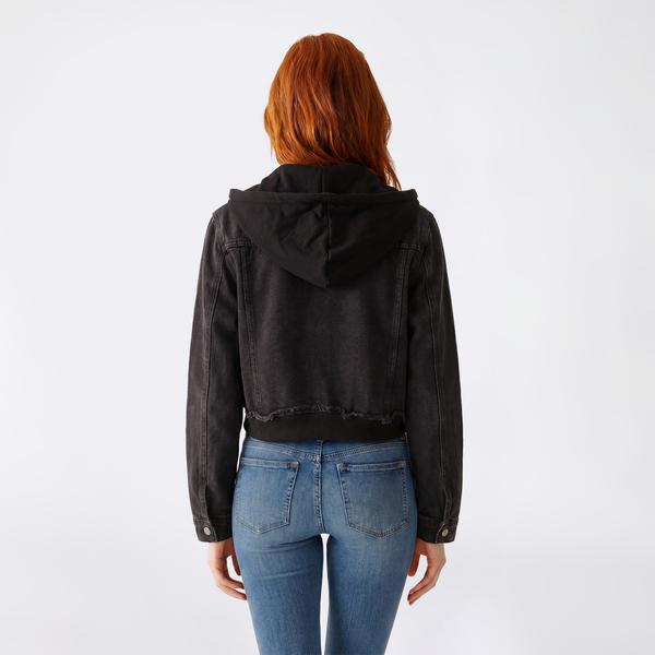 Juniors Love Tree 2Fer Denim Jacket with Fleece Hood alternate view