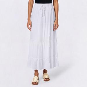 Juniors Love Tree Gauze Tie Waist Tier Crochet Maxi Skirt