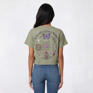 Juniors Attitude Not Included Embroidered Cropped Graphic Tee alternate view
