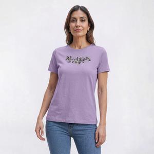 Petite Madison Taylor Short Sleeve Embroidered Floral Pansy Tee
