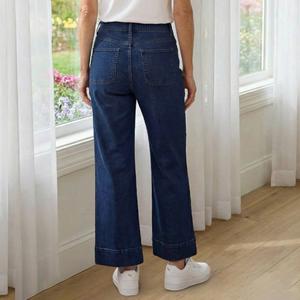 Womens Draper James Double Button Wide Leg Crop Denim Pants alternate view