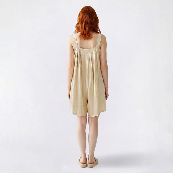 Juniors Hunter & Brown Linen Blend Sack Romper with Pockets alternate view