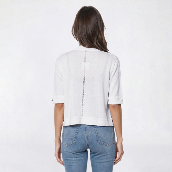 Womens Nina Leonard Elbow Sleeve Button Trim Shrug alternate view