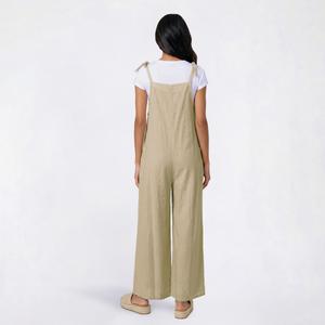 Juniors Hunter & Brown Tie Shoulder Linen Blend Jumpsuit alternate view