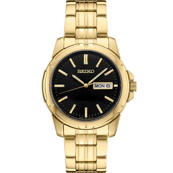 Mens Seiko Essentials 39mm Gold-Tone Bracelet Watch - SUR358