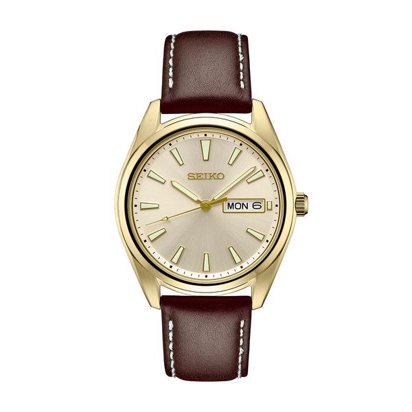 Mens Seiko Essentials Quartz Brown/Yellow Dial Watch - SUR450