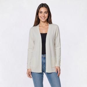 Womens 89th & Madison Long Sleeve Chevron Pocket Cardigan alternate view