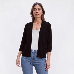 Womens 89th & Madison Solid Pointelle Stripe Cardigan