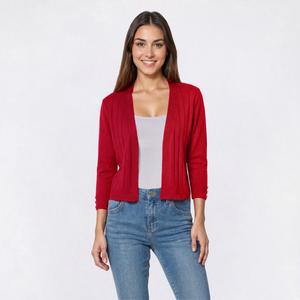 Womens 89th & Madison 3/4 Sleeve Solid Cable Shrug