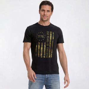Mens Home of the Brave 250 Years Camo Flag Graphic Tee