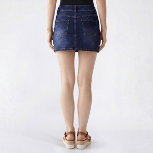 Juniors No Comment 2 Button Skirt w/ Lace Embroidery Applique alternate view