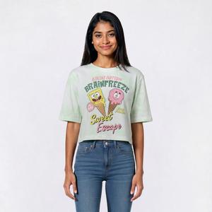 Juniors Freeze Cold Wash Spongebob Cones Boxy Tee
