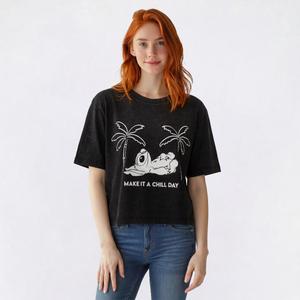 Juniors Freeze Mineral Wash Stitch Chill Day Boxy Tee