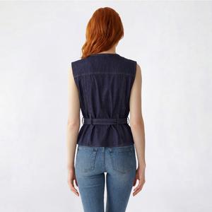 Juniors Love Tree Tie Front Denim Vest alternate view