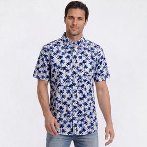 Mens Chaps Cotton Palm Tree Button Down Shirt - White