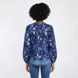 Womens Absolutely Famous Long Balloon Sleeve Henley Blouse alternate view