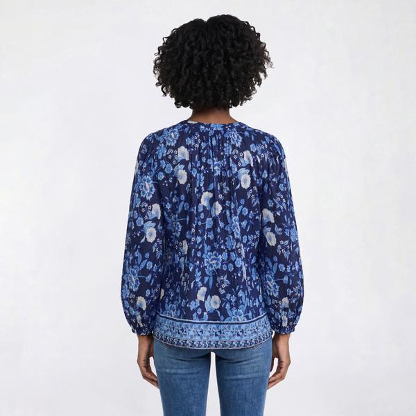 Womens Absolutely Famous Long Balloon Sleeve Henley Blouse alternate view