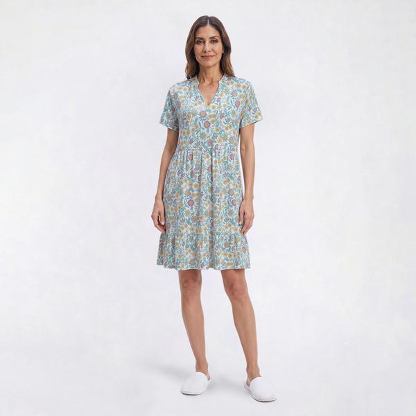 Womens White Orchid Short Sleeve V-Neck Floral Nightshirt