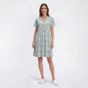 Womens White Orchid Short Sleeve V-Neck Floral Nightshirt