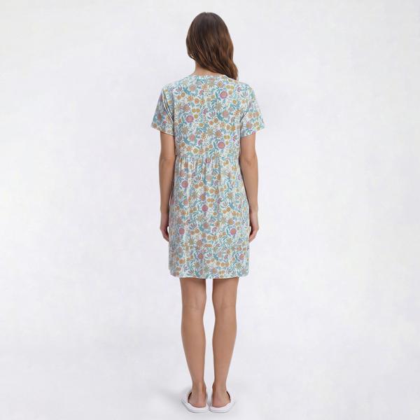 Womens White Orchid Short Sleeve V-Neck Floral Nightshirt alternate view