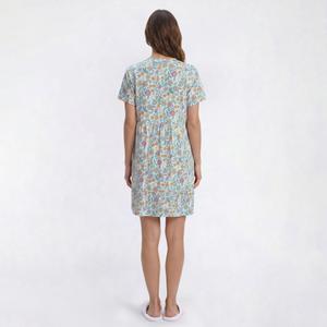 Womens White Orchid Short Sleeve V-Neck Floral Nightshirt alternate view