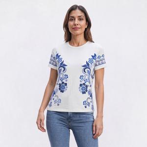 Womens Absolutely Famous Short Sleeve Crew Neck Floral Tee