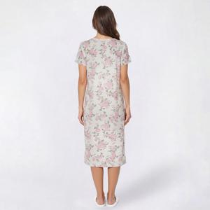 Womens Laura Ashley(R) Short Sleeve Floral Lace Henley Nightgown alternate view