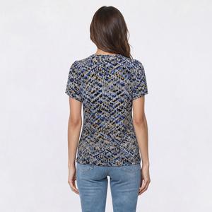 Petite AK Anne Klein Short Tulip Sleeve Crew Neck Dot Blouse alternate view