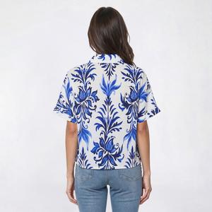 Womens Adrianna Papell Short Sleeve Watercolor Damask Blouse alternate view