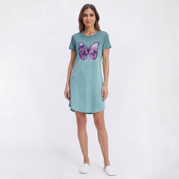 Womens Jaclyn Short Sleeve Butterfly Paradise Nightshirt