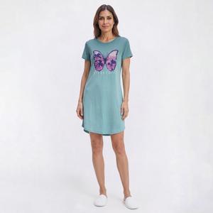 Plus Size Jaclyn Short Sleeve Butterfly Paradise Nightshirt