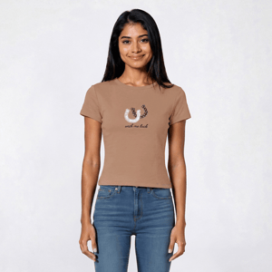 Juniors No Comment Wish Me Luck Twill Applique Baby Tee