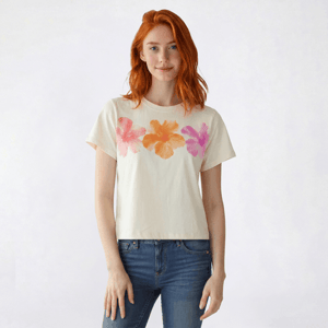 Juniors Attitude Not Included Triple Hibiscus Crop Tee